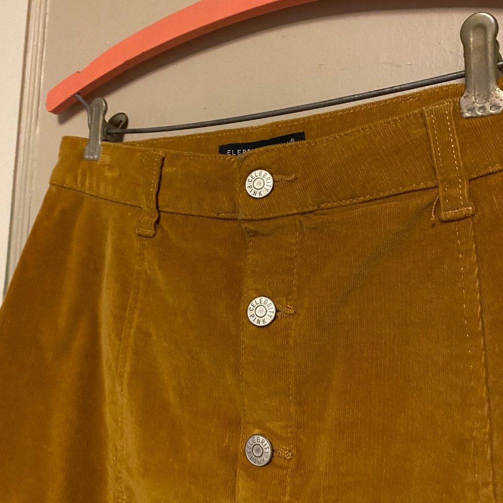 Celebrity Pink Honey Gold Corduroy Button Skirt - Picture 2 of 5